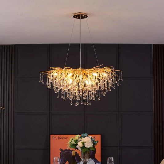 Modern Crystal Chandelier Loft Gold Lamp